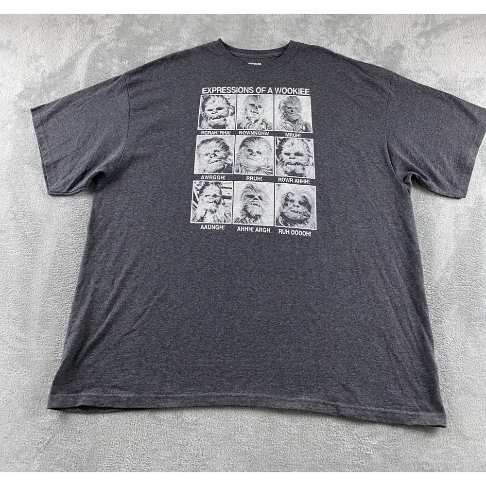Fifth Sun Star Wars Mens XXXL Expressions of Wookiee Chewbacca Charcoal T Shirt